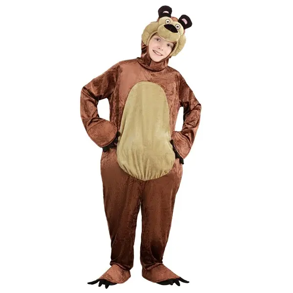 HalloweenCostumes Kid's Masha and the Bear Full Body Bear Costume, Polyester Velour, Stuffed Belly, Back Zipper