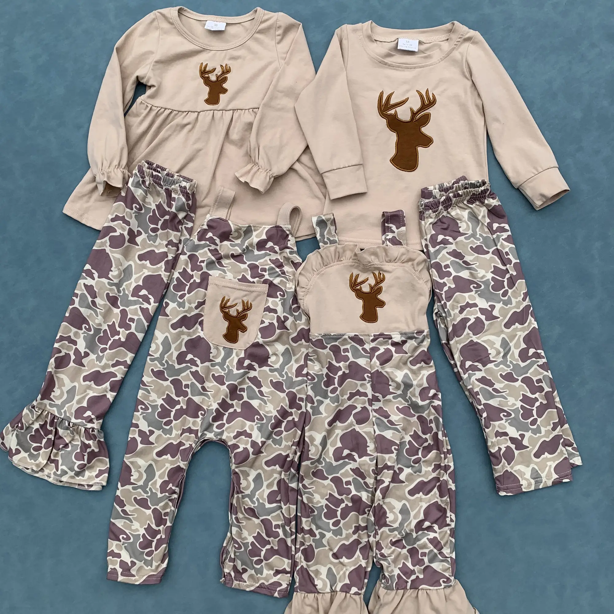 Camouflage deer print kids boys overalls bottoms pants
