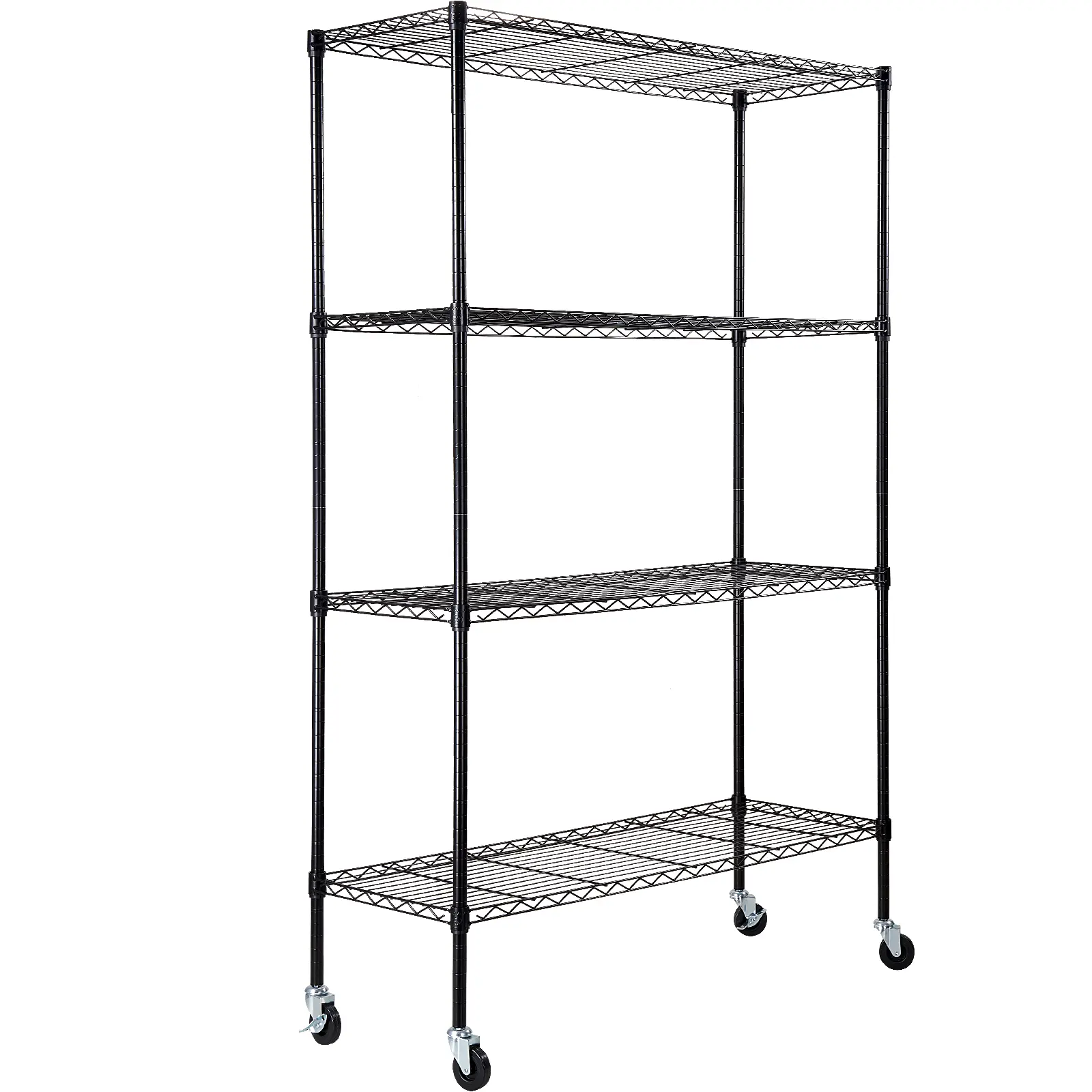 【summerfinds】VEVOR Heavy-Duty Steel Freestanding Storage Shelf with Wheels, 4-Tier Adjustable Metal Grid Rack, 700 lbs Capacity, 47.2" L x 17.7" W x 74" H Black Large Stand Rack for Garage, Kitchen (Father's Day Gift), Large Stand Racks
