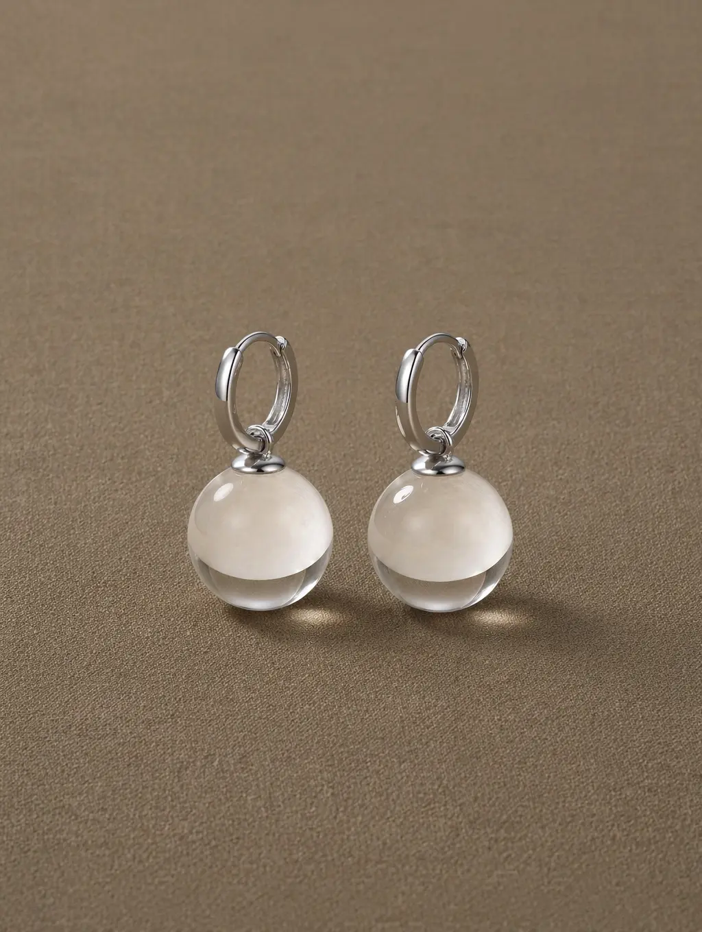 Natural White Quartz Earrings