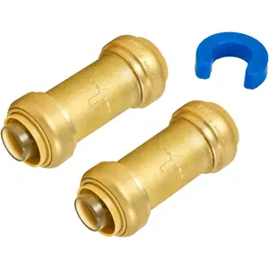 1 Inch, Anti-backflow Valve with Single Flow Direction only, No Lead Brass Push to Connect Plumbing Fitting to Work with Pex, Copper, CPVC, with 1 Disconnect Clip, Pack of 2