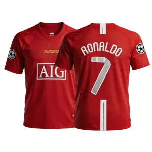 2007 08 Home Away Retro Red Black No.7 Ronaldo Long Sleeved Short Sleeved Soccer Jerseys