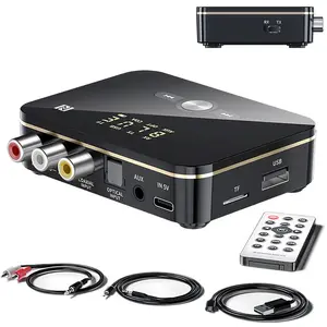 BT 5.0 Receiver and Transmitter, NFC-enabled Wireless Adapter for Music Streaming Sound Systems, Car Auxiliary, Home TV Stereo, Smartphones, Tablets and Speakers, Low Latency and HD Audio