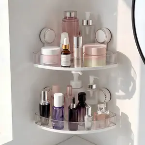 Suction Cup Corner Shower Caddy, Shower Caddy Basket Powerful Suction Bathroom, Waterproof & Rustproof Organizer for Bathroom Storage, No-Drilling Removable- 1 Pack (White)