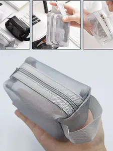 Mini Nylon Mesh Storage Bag with Zipper, Portable Lipstick Pouch, Small Net Pocket Organizer, Ideal for Travel and Daily Use, Personal Item Bag