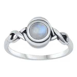 Celtic Knot Genuine Moonstone Ring - 925 Sterling Silver