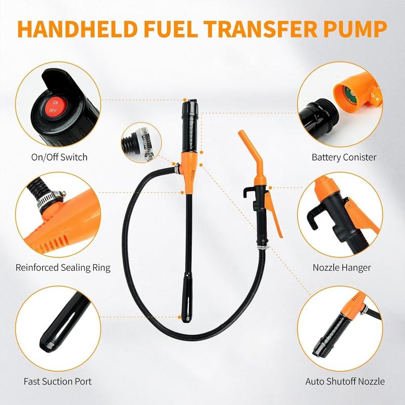 Cordless Fuel Transfer Pump for DeWalt 20V & Milwaukee 18V Batteries 2.4 GPM Portable Electric Gas Can Pump with 39'' Hose Adjustable Flow Control Cordless Operation