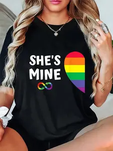 100% Cotton Im Hers Shes Mine Matching For Pride Lesbian Couples LGBTQ T-Shirt Breathable Fabric pride  parade  outfits