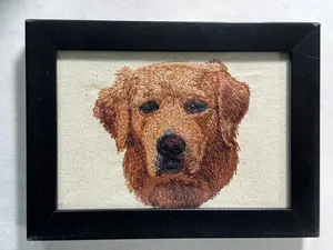Golden Retriever Red Dog Machine Embroidered and Framed! Unique Canine Charm Tabletop Decor for Home or Office! Other Designs and Breeds Available! Desktop Decoration Signs