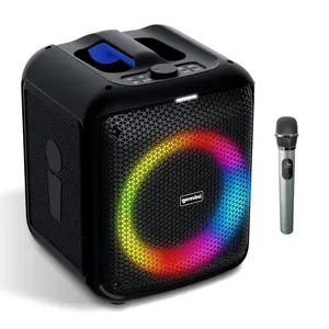 Gemini Sound GGO-650L Portable Bluetooth Karaoke Speaker with 100W Power, LED Lights, Wireless Microphone, FM Radio, USB, MicroSD, Aux Inputs, TWS Linking, and Rechargeable Battery - Audio