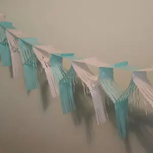 Light Blue & White Drop Fringe Garland | 20 In. x 12 Ft.