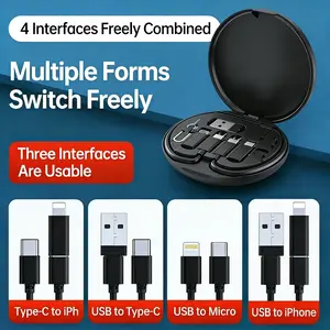 1 Pack Matte Black Multifunctional Digital Storage Box 60W Fast Charging Multi Port Adapter for Business Travel Office Desk Organizer Portable Mini Cable Earbud SIM Card Case
