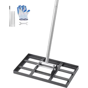 VEVOR Lawn Leveling Rake, Lawn Leveler with 83.9 in Handle, 48x10 in Ground Plate, Rust-Resistant Carbon Steel Soil Leveler, 2 Heights Adjustable, Effort Saving Lawn Leveling Tool for Yard Golf CourtVEVOR Super Brand Day
