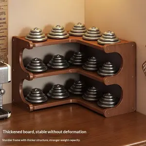 1 space-saving corner wooden desktop shelf - dedicated to home offices, bedrooms, living rooms, with a curved design - sturdy natural wood structure, easy-to-clean surface - suitable for plants, books (DM021)