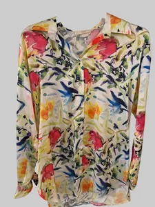 Abstract Floral Silk Blouse