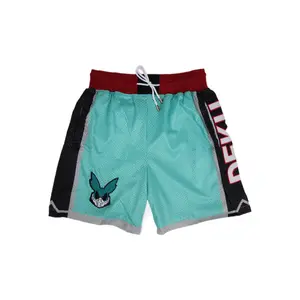Academia Izuku Midoriya Embroidered Men's Basketball Mesh Anime Shorts With Four Pockets Athletic Sweat Walking Gym Shorts