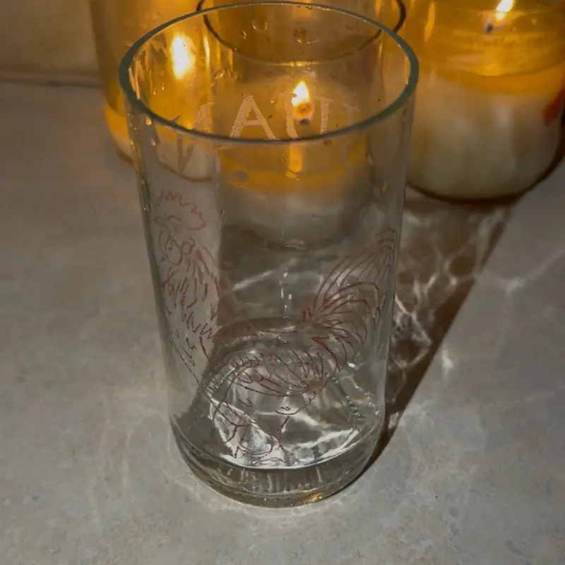 Customized glass cup rooster edition