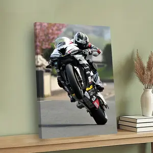 1 Piece Motorcycle Racing Action Poster - Dynamic Motorcycle in Mid-Race, Framed Canvas Print with Hanging System, Vibrant Racing Decoration for Home, Office, Garage, Cafe - Ideal Gift for Motorcycle Enthusiasts and Racing Fans - Square Framed Wall Art wi