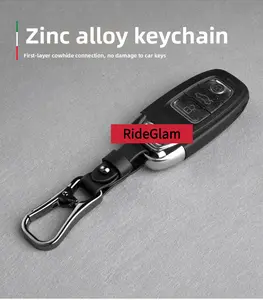 Men's Car Keychain Zinc Alloy Creative Personality Genuine Leather Universal High-end Keychain for Various Vehicles