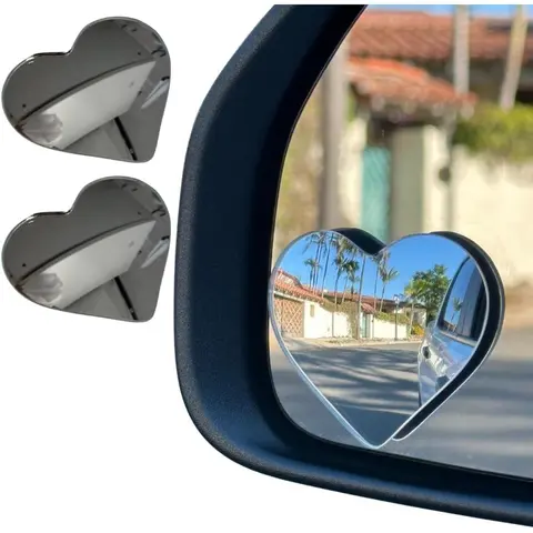 2Pcs Heart Shaped Blind Spot Mirrors for Cars – Convex Rearview Mirror for Enhanced Safety – Universal Fit Stick-On Side Mirror with Cute Heart Design – Perfect for Cars, SUVs, Trucks