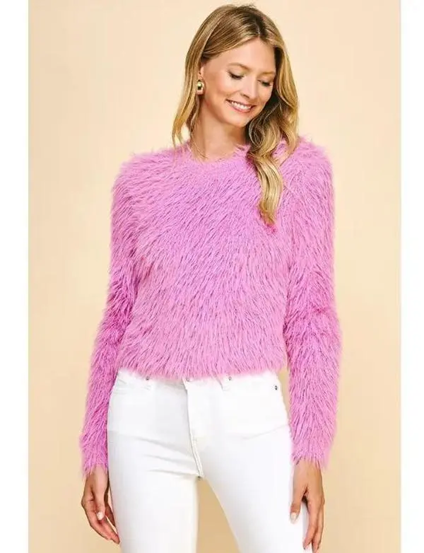 FUZZY CROPPED SWEATER