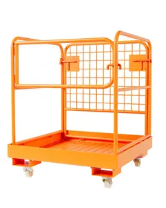【GARVEE】Forklift Safety Cage, 36" x 36" Forklift Work Platform 1200lbs Capacity Collapsible Man Lift Basket with 4 Wheels for Lifting Loader Aerial Work