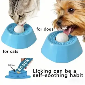 This interactive silicone slow feeder bowl for large dogs and cats features a licking surface and puzzle ball to slow eating, relieve coughs, and reduce anxiety.Includes replacement balls for extended use and lasting durability. enrichment pet buttons