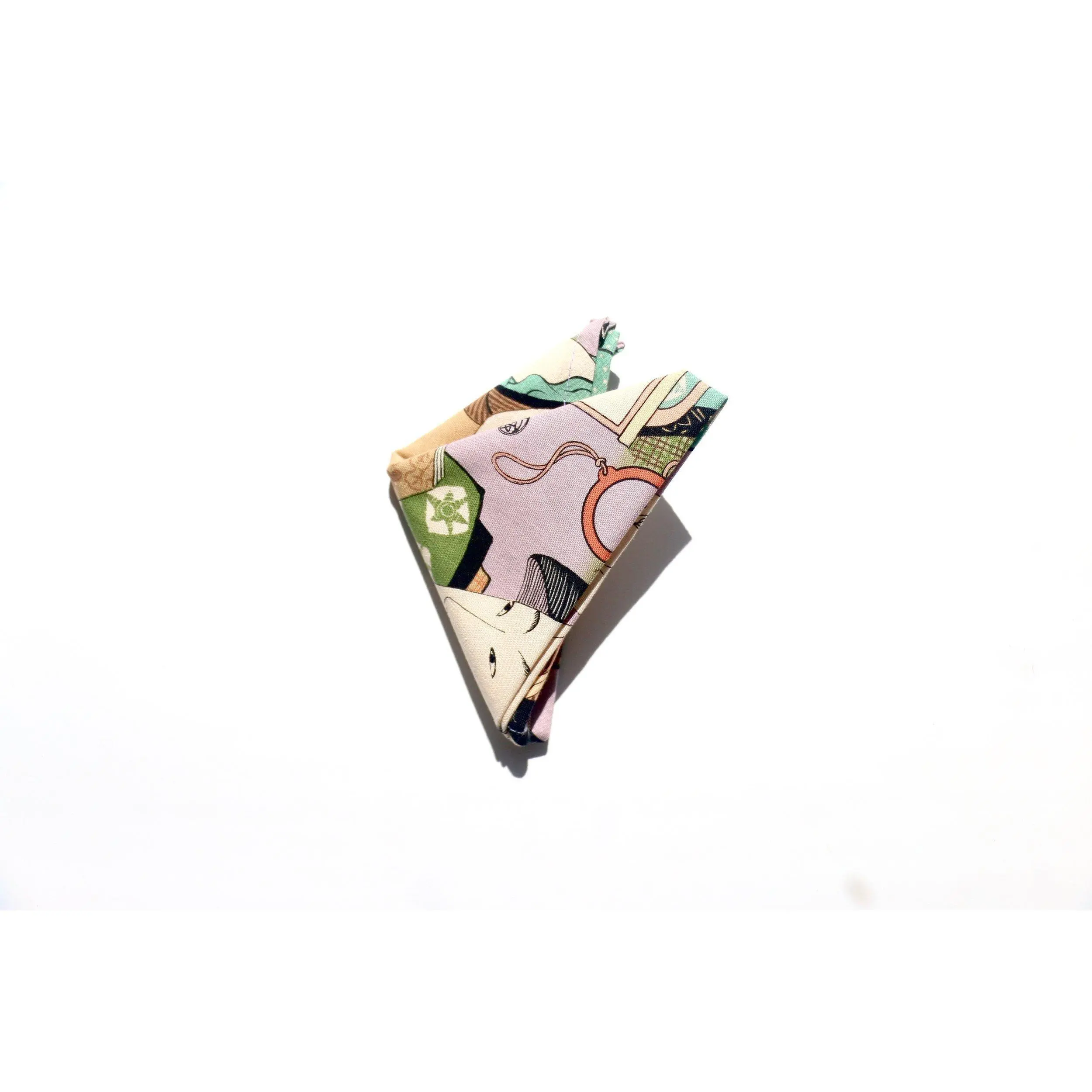 SCENES OF GEISHAS READING WEARING KIMONOS LAVENDER POCKET SQUARE HANDKERCHIEF