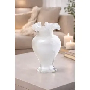 White Marble Glass Vase Set - Premium Hand-Blown Heart-Shaped Vases for Romantic Occasions & Daily Elegance with Soft Pinks Blush and Whites