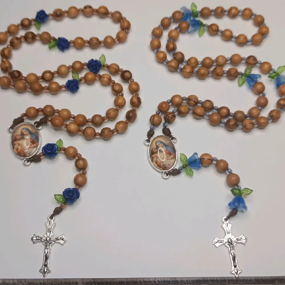 Sorrowful Mother Rosary with Wooden Jerusalem Olive Beads in 2 Variations - Handcrafted Design, Perfect for Prayer