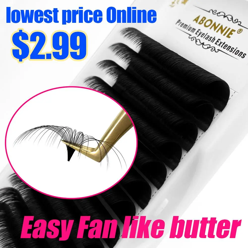 Abonnie 0.03-0.10mm Easy Fan Lashes Mega Volume Fans Eyelash 8-25mm Automatic Flowering Fast Blooming Eyelash Makeup Cilios 2026 New