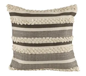 Northlight 20" Gray & Cream Handloom Woven Throw Pillow