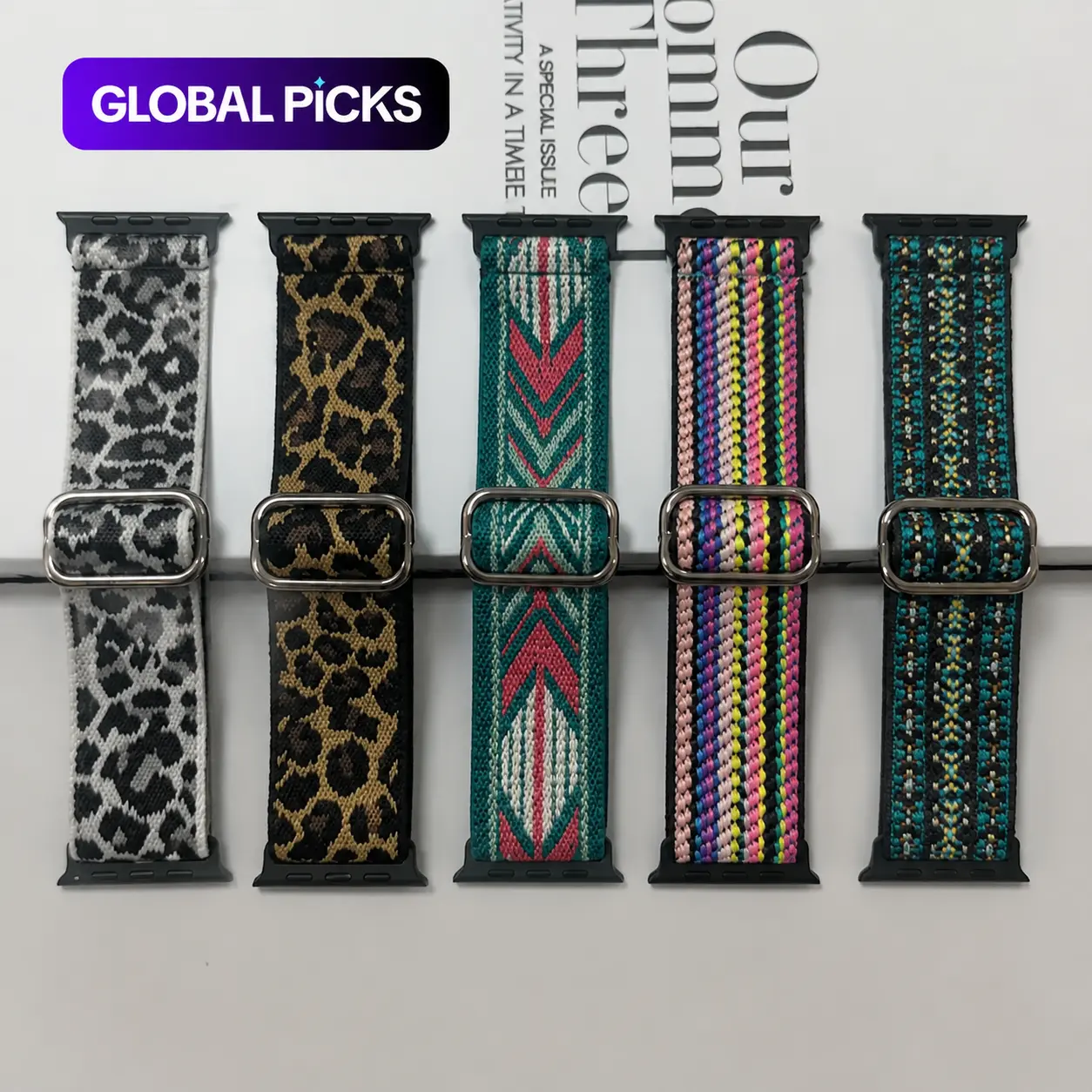 5-Pack Apple Watch Nylon Bands – Elastic Breathable Sport Loop Adjustable Strap for Ultra & Series11/10/9/8/7/6/5/4/3/SE