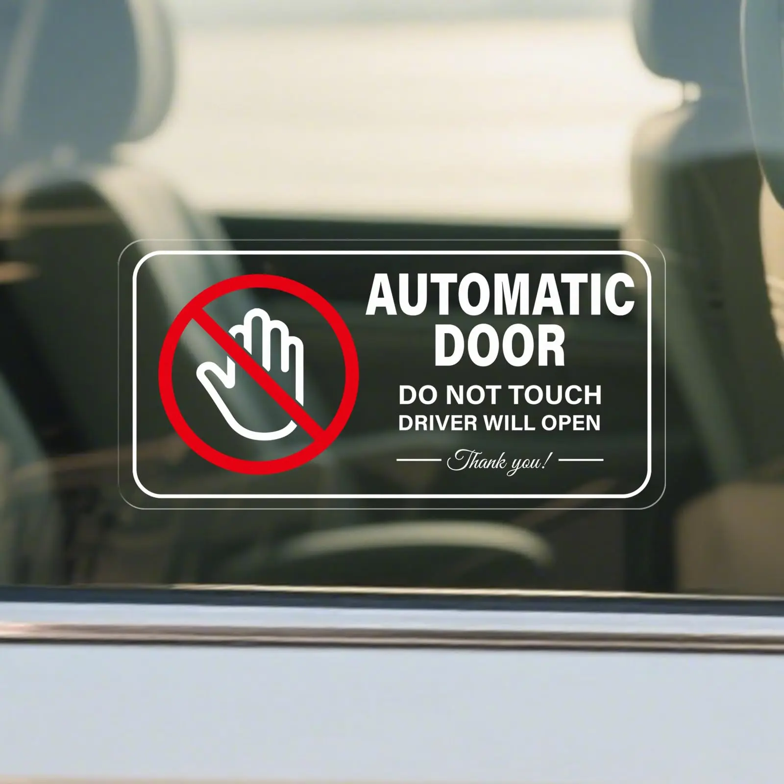 10 PACK Automatic Door Car Sticker, 4'' × 2'' Waterproof Vinyl DecalsDo Not Touch Driver Will Open Warning Sign, Self Adhesive Removable Vehicle Taxi Decals Automatic Sliding Window Cling