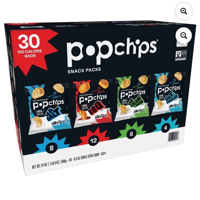 Popchips Variety Pack Chips, 0.8 oz., 30 pk Popchips Variety Pack Chips, 0.8 oz., 30 pk