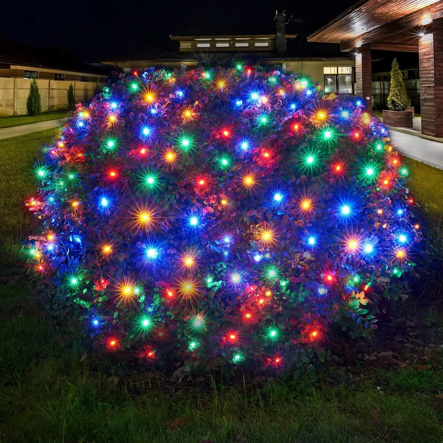 Led Christmas Net Lights Outdoor Christmas Lights Multicolor 160LED 5ftx7ft,  Outdoor Indoor Fairy Mesh Net Light for Xmas Party, Yard, Patio, Trees, Shrubs, Bushes Decorations