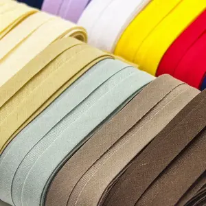 5.5 yard Single Fold Stitching Edging Tape Pre Folded Hem Tape for Sewing, Fold Over Elastic Crafting & Home Decor, Multifunctional Fabric Edge Trimming & Garment Embellishment, Sewing Trim, Craft Supplies, Smooth Texture, Plain lace trim