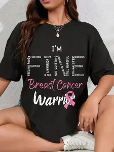 100% Cotton Unisex I'm Fine Breast Cancer Warrior Pink Ribbon Breast Cancer T-Shirt