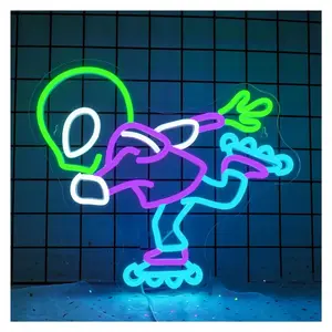 Roller Skating Alien Neon Sign USB Powered Light For Party Living Room Bar Wall Decoration 32cm×37cm