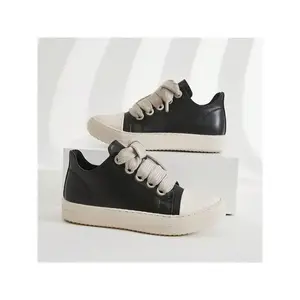 Men's Thick Shoelaces, Round Toe Casual Shoes, Niche Retro Thick Soled Sports Shoes