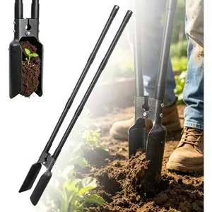 Hole Digger Manual, 57" Fence  Digger with Carbon Steel , Adjustable Long-Handle  Hole Digging Tool, Garden Hole Digger, Trench Digger for Fences,  & Soil