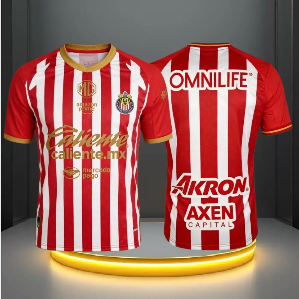 26 27 LIGA MX Chivas de Guadalajara Home Soccer Jersey Mexico League Fans Version Short Sleeve Jersey Quick Dry Football Jersey