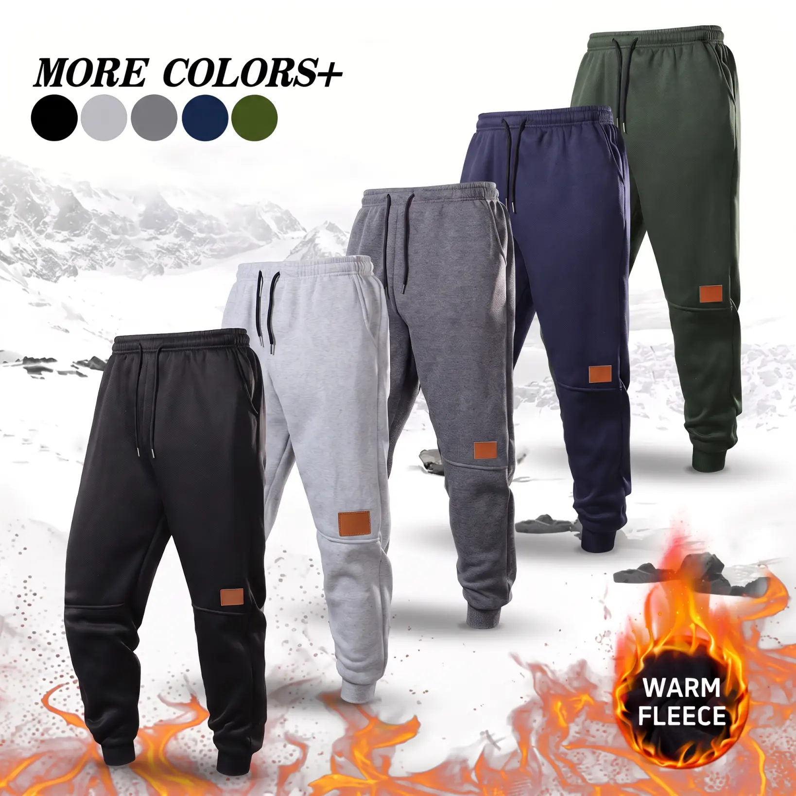 Single pack, men’s casual fleece sweatpants with lambswool lining, tapered cuffs, drawstring waist, solid color, warm and cold-resistant; autumn/winter casual pants for everyday streetwear, winter walks, jogging, commuting, and warm autumn/winter outfits.