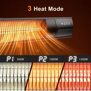 Electric Patio Heater with Remote Control- 1500w Outdoor Heater Fast Heating with 3 Power Setting, WallMounted Carbon Infrared Heater Quiet - IP55 Waterproof and 24H Timer for Snow Outdoor
