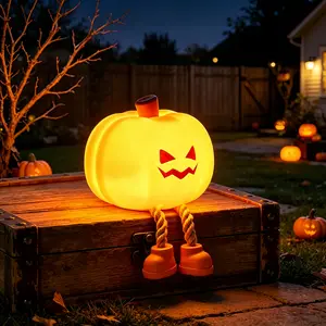Cute Orange Pumpkin Lamp – Cozy Autumn Night Light for Home