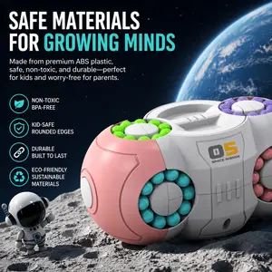Astronaut Themed 3D Rotating Fidget Cube, Color Sorting Brain Puzzle Toy for Focus, Anxiety Relief & Fine Motor Skills,Multi-Sided Color Matching Cube, Durable Stress Relief Toy for All Ages