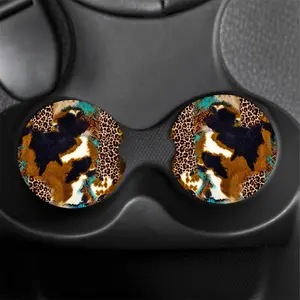 Cowhide Leopard Western Type Car Coasters