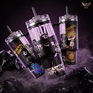 Bring Me The Horizon BMTH Sempiternal Metalcore 40 oz Vacuum Insulated Tumbler - 18/8 Stainless Steel Water Bottle, Leakproof Splash-Proof Mug with Straw, Comfort Handle, 12H Hot/Cold Retention for Music Fans