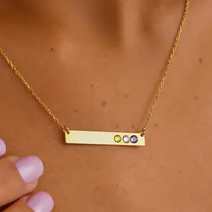 Birthstone Bar Necklace, Birthstone Wedding Necklace, Birthstone Keepsake Necklace, Birthstone Bridesmaid Necklace, Family Birthstone Necklace, Multiple Birthstone Customized Necklace, Birthstone Personalized Necklace, Birthstone Anniversary Necklace