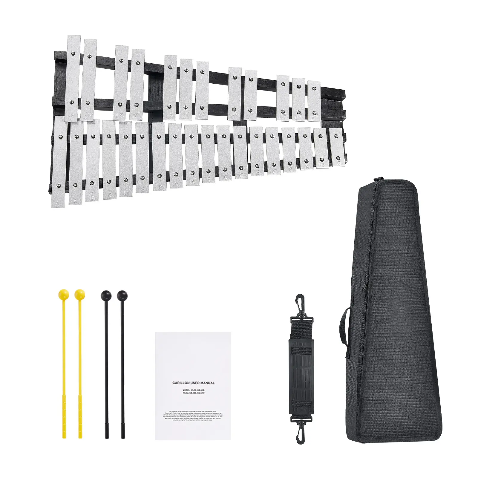 30 Note Glockenspiel Xylophone Bell Kit, Percussion Instrument with Mallets, Drum Sticks and Carrying Bag, Professional Glockenspiel Xylophone Percussion Instrument Set for Students & Adults